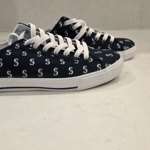 Seattle Mariners MLB Navy Canvas Low Top Sneakers Mens 5.5 Womens 7 Row One